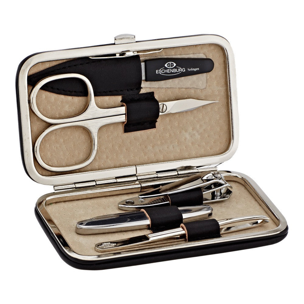 Leather Manicure Set with Nail Scissors File Tweezers